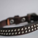 Small Studded Brown Leather Cuff with Belt Buckle