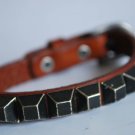 Small Studded Brown Leather Cuff with Belt Buckle
