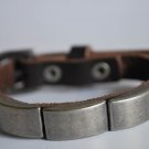Small Studded Brown Leather Cuff with Belt Buckle