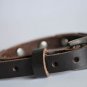 Small Studded Brown Leather Cuff with Belt Buckle