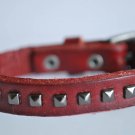 Small Studded Red Leather Cuff with Belt Buckle