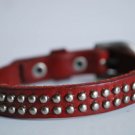 Small Studded Red Leather Cuff with Belt Buckle