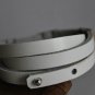 Long Studded White Leather Cuff with Belt Buckle