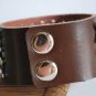 Large Studded Brown Leather Cuff