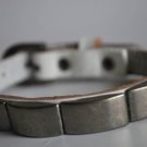Small Studded White Leather Cuff with Belt Buckle