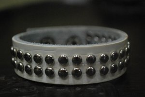 Small Studded White Leather Cuff