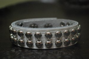 Small Studded White Leather Cuff