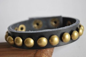 Small Studded Black Leather Cuff