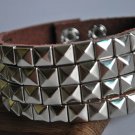 Large Studded brown Leather Cuff