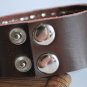 Large Studded brown Leather Cuff