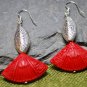 Tibetan Silver and Lacquer Fan Flower Earrings