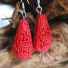 Tibetan Totem Pole Carved Lacquer Earrings