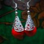 Tibetan Drop Stone Red Megaphone Earrings megaphone
