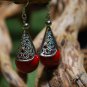 Tibetan Drop Stone Red Megaphone Earrings megaphone