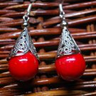 Tibetan Drop Stone Red Megaphone Earrings megaphone