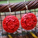 Tibetan Lacquer Circle Flower Earrings