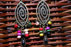 Tibetan Antique Copper Long Raindrop Earring