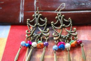 Tibetan Antique Copper Small Anchor Earring