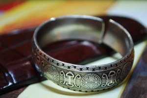 Tibetan Silver Chinese Symbols Bangle