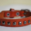 Small Studded Light BrownLeather Cuff with Belt Buckle