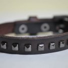 Small Studded Dark Brown Leather Cuff with Belt Buckle