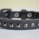 Small Studded Black Leather Cuff with Belt Buckle