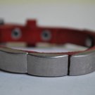Small Studded Red Leather Cuff with Belt Buckle