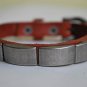 Small Studded Light Brown Leather Cuff with Belt Buckle