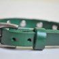 Small Studded Green Leather Cuff with Belt Buckle