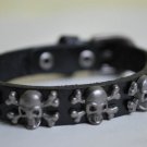Small Skull Studded Back Leather Cuff with Belt Buckle