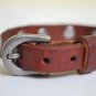Small Skull Studded Brown Leather Cuff with Belt Buckle