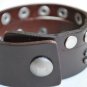 Handmade Brown Leather & Skull Cuff