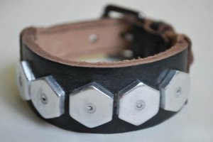 Handmade Vintage Style Black Leather Cuff