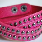 Pink Studded Leather Cuff