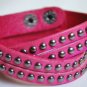 Pink Studded Leather Cuff