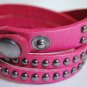 Pink Studded Leather Cuff