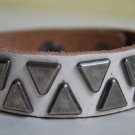 Large White Studded Leather Bangle