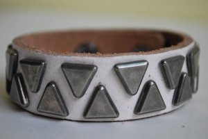 Large White Studded Leather Bangle