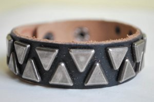 Large Studded Black Leather Cuff