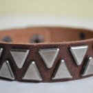 Large Brown Studded Leather Cuff