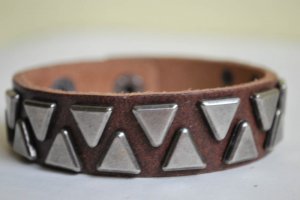 Large Brown Studded Leather Cuff