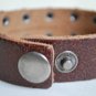 Vintage Style Brown Leather Cuff with Skulls