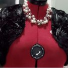 Black Rosette Satin Bridal Bolero