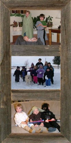 Vertical Barnwood Panel Frame for (3) 5 x 7 Pictures