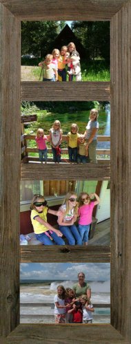 Vertical Barnwood Panel Frame for (4) 5 x 7 Pictures