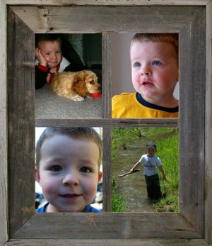 Wide Western Barn Window Frame for (4) 8X10s