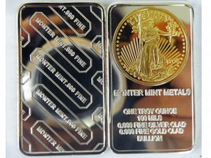 FINE .999 100MILS SILVER & GOLD AUGUSTINE BULLION BAR