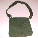 Vintage 60s 70s Boho Handmade Crochet Purse Shoulder Bag Forest Green