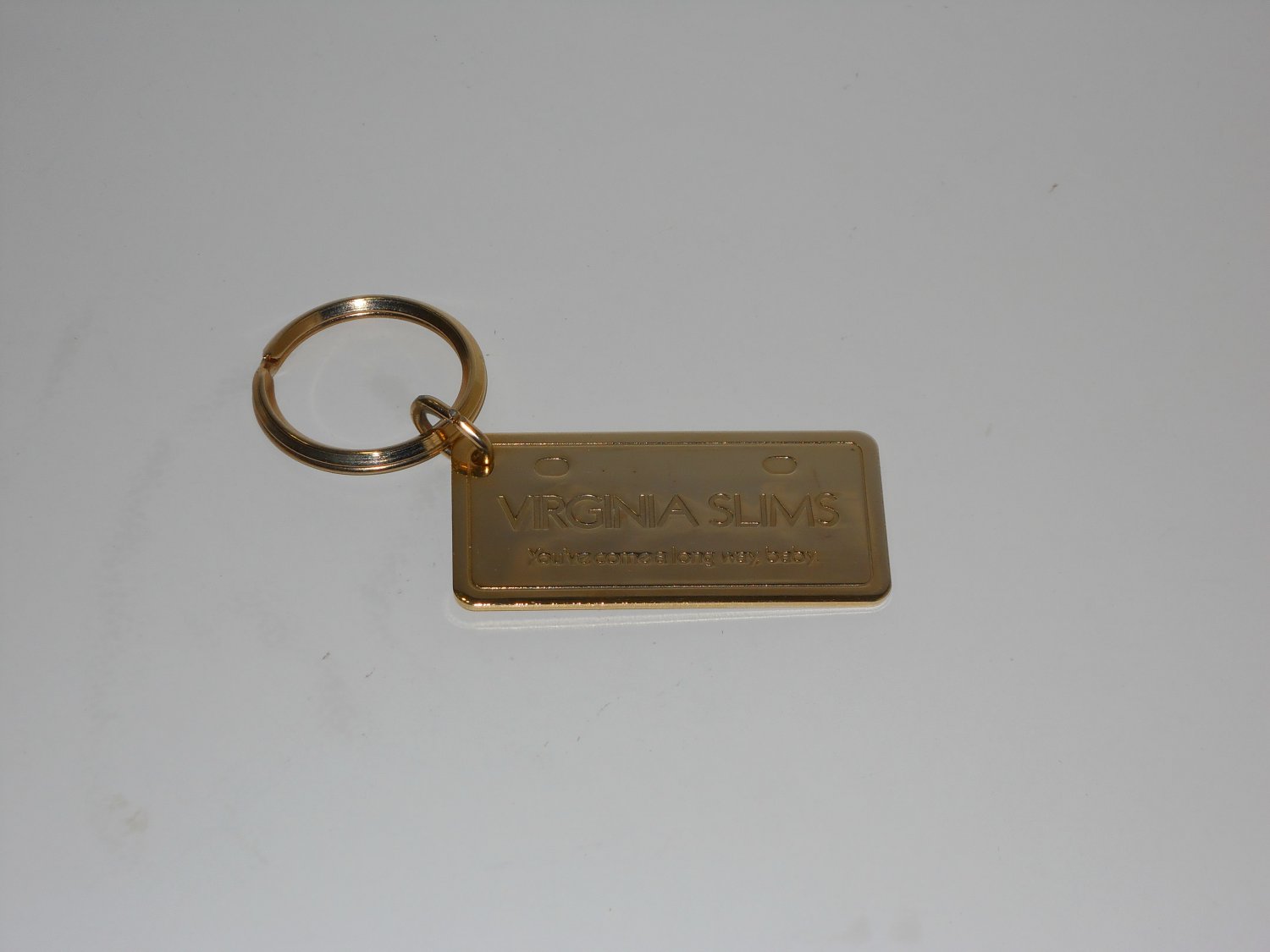 (SOLD) Vintage Virginia Slims Brass License Plate Key Chain