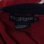 US Polo Assn Mens Red Sweater Sz L Maroon & Blue Striped 1/4 Zip LS Pullover